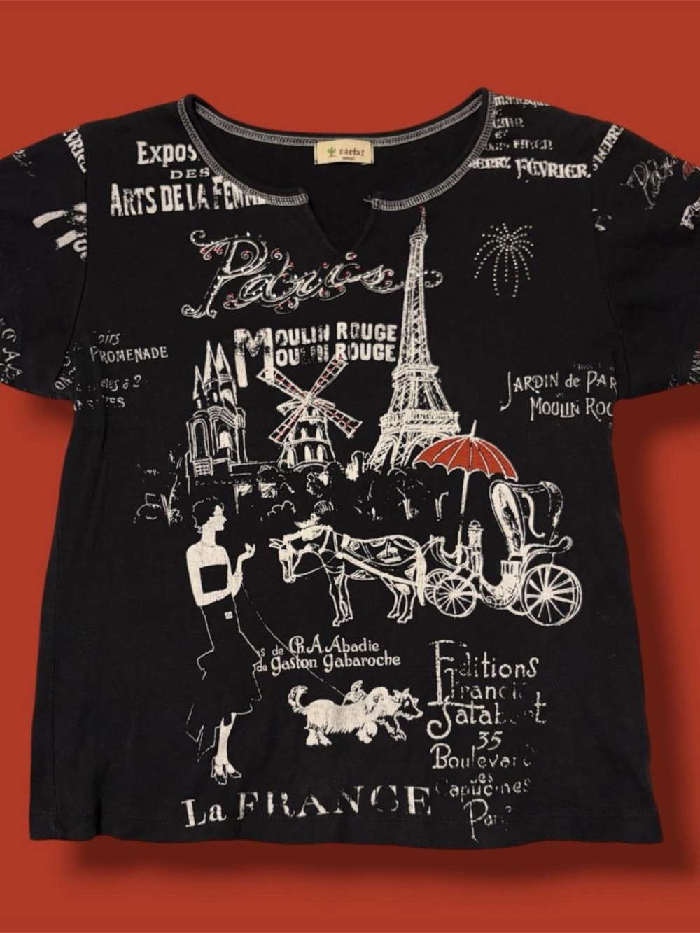 Y2K Paris Rhinestone Graphic Baby Size Small Downtown Girl Mcbling